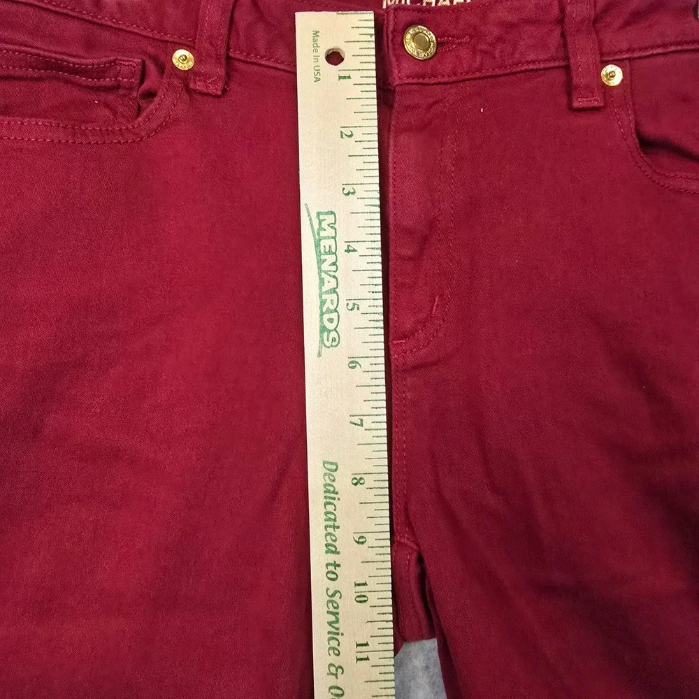 Michael Kors Pants Womens 10 Izzy Skinny Burgundy Red Stretch Denim EUC